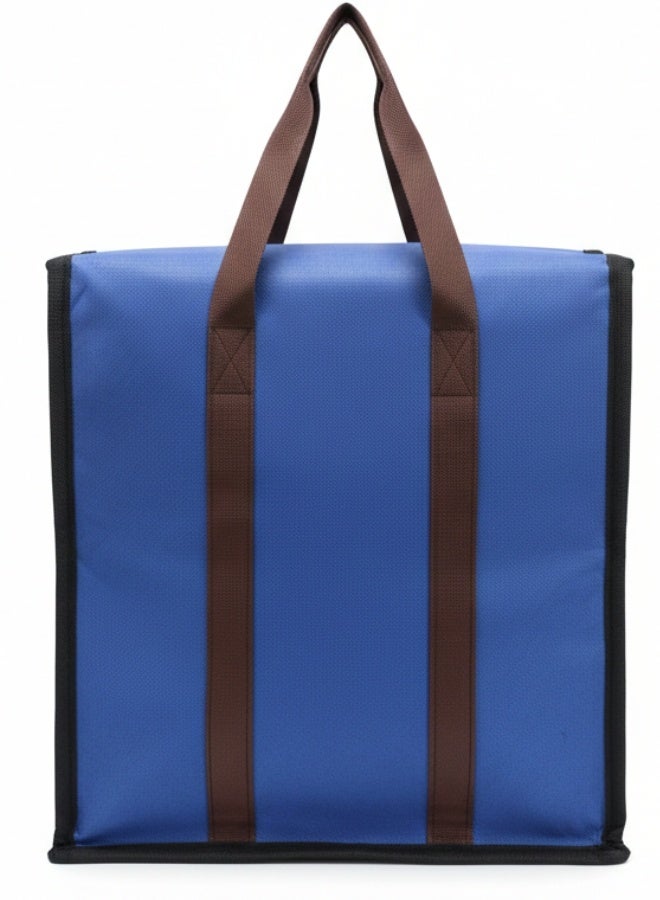 ألدي حقيبة تخزين طعام ومشروبات قابلة للطي وحافظة للحرارة والبرودة – حقيبة غداء عازلة حراريًا، حقيبة تبريد متنقلة للرحلات والنزهات وتوصيل الطعام، قابلة لإعادة الاستخدام، تحافظ على حرارة الطعام والمشروبات أو برودتها، مصنوعة ببطانة ألومنيوم متينة – أزرق - Image 2